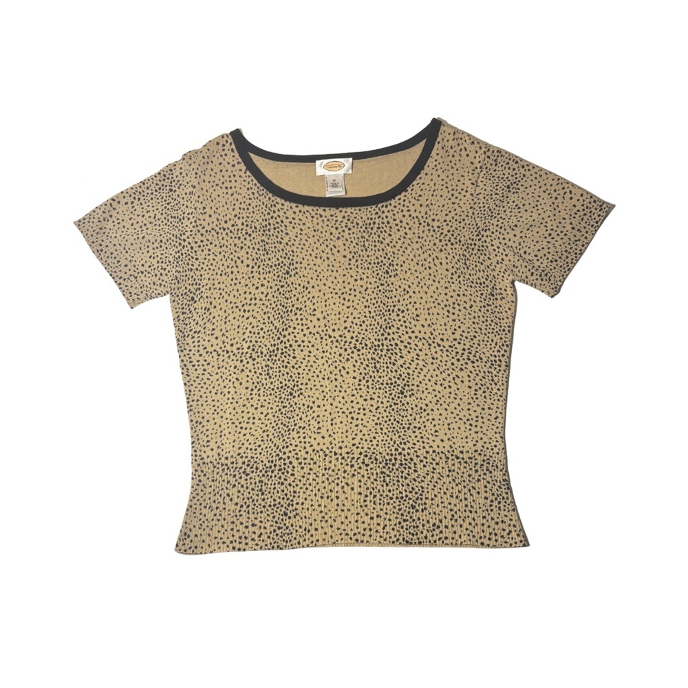 Talbots Animal Print Short Sleeve Shirt Size M